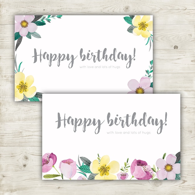  Cartes  D anniversaire  D aquarelle  Florale Vecteur Gratuite