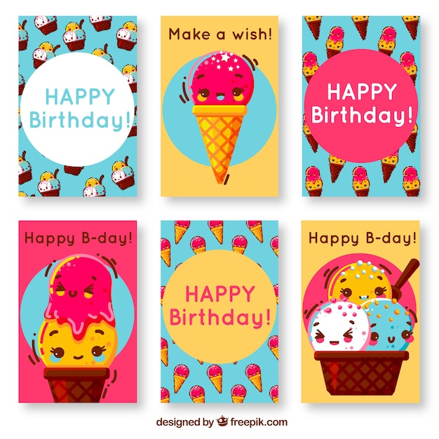 Cartes D Anniversaire Avec De La Glace Vecteur Gratuite