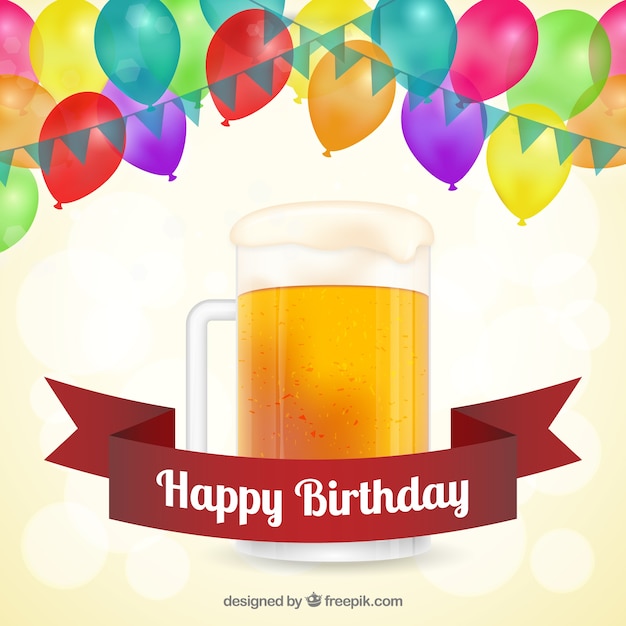 Cartes Happy Birthday Avec De La Biere Vecteur Gratuite