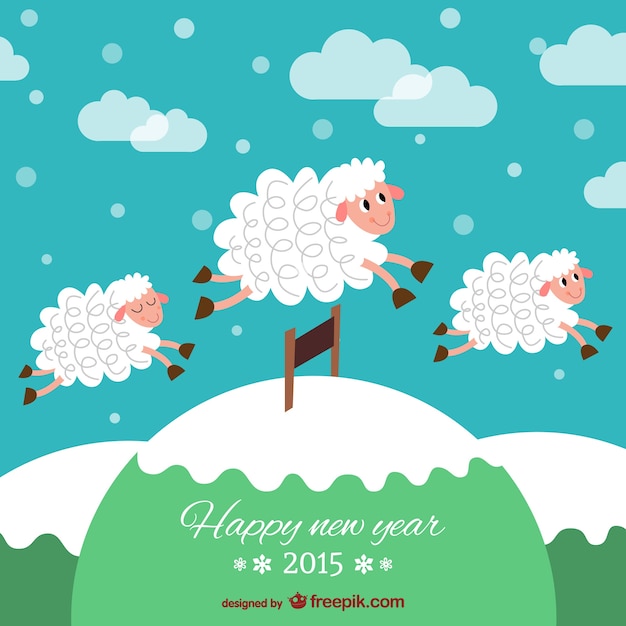 Cartes De Nouvel An Avec Des Moutons Vecteur Gratuite
