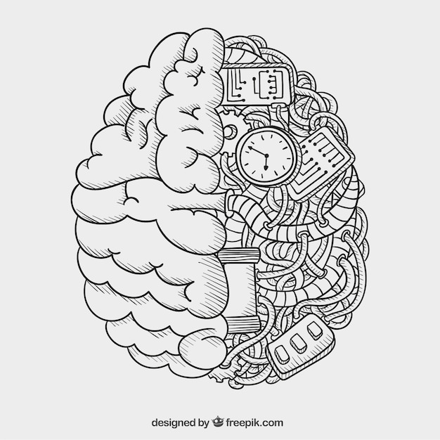 Cerveau mécanique Vecteur gratuit