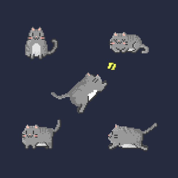 Chat Mignon De Pixel Vecteur Premium