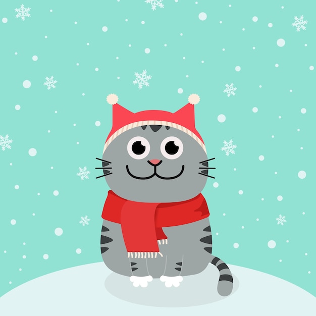 Chat De Neige Et De Dessin Anime En Chapeaux De Pere Noel Vecteur Premium Chat De Neige Et De Dessin Anime En Chapeaux De Pere Noel Vecteur Premium