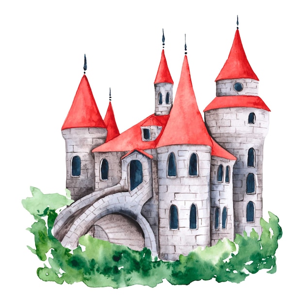 Château De Conte De Fées Créatif Aquarelle  Vecteur Gratuite