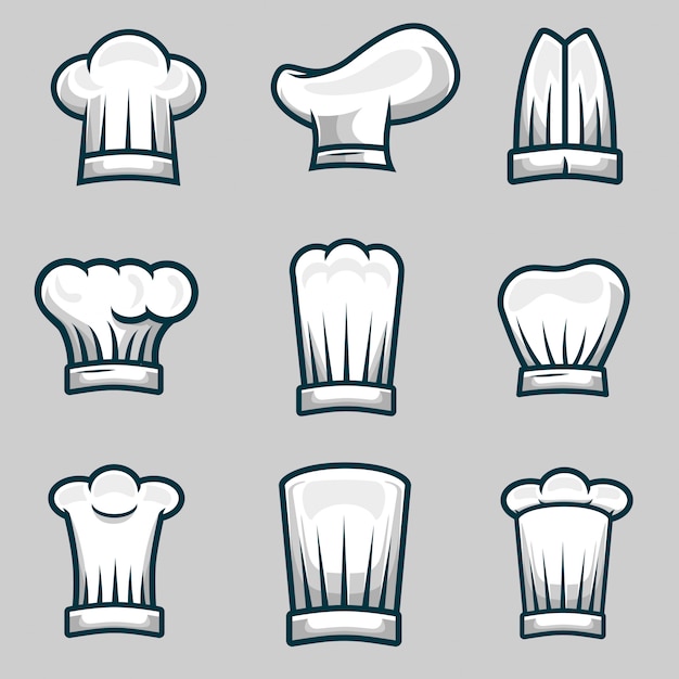 Chef chapeaux objet illustration stock vector ensemble Vecteur Premium