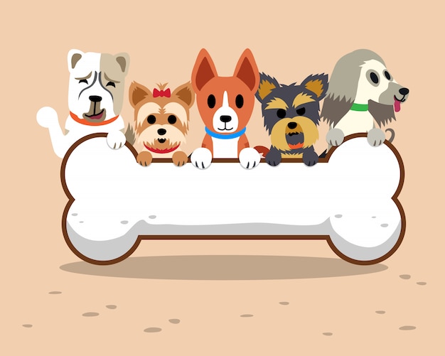 Chiens De Dessin Animé Avec Os Télécharger Des Vecteurs