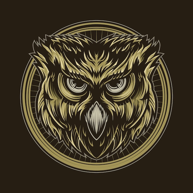 Chouette vector illustration design isolée sur dark Vecteur Premium