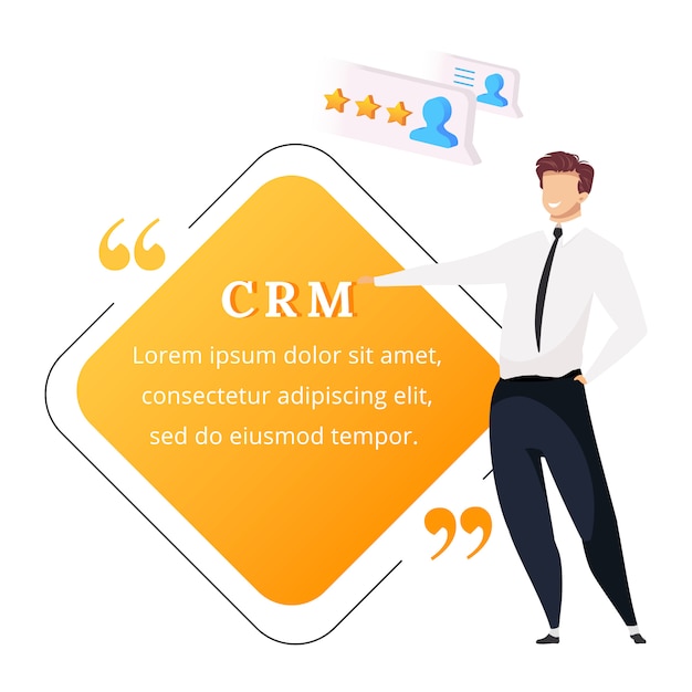 Citation De Caractere De Couleur Plate Crm Homme D Affaires Souriant Debout Bonnes Critiques Note Elevee
