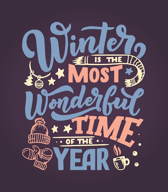 Citation Inspirante D Hiver Typographie Vecteur Premium