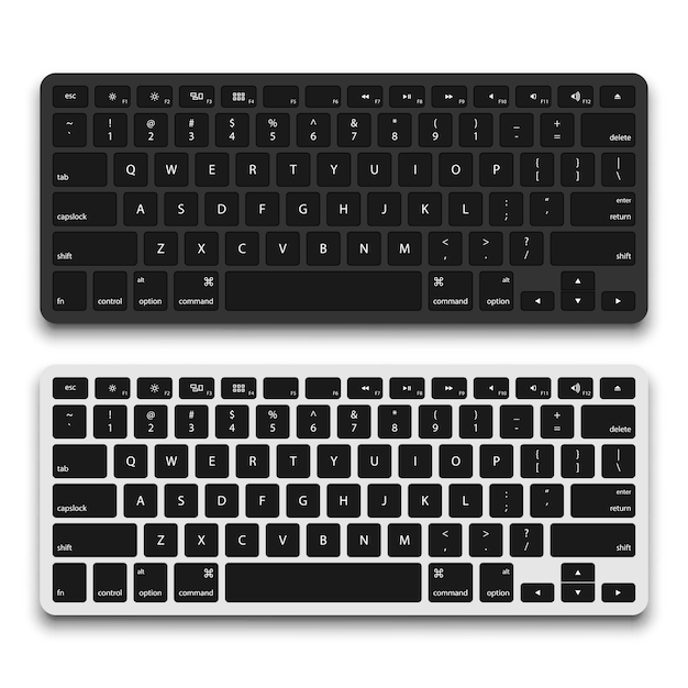 Clavier D'ordinateur Noir Et Blanc | Vecteur Premium