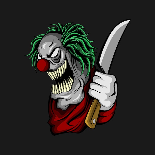 Clown avec un couteau Vecteur Premium
