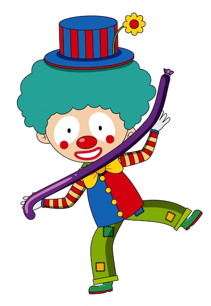 Clown Joyeux Avec Ballon Violet Vecteur Gratuite