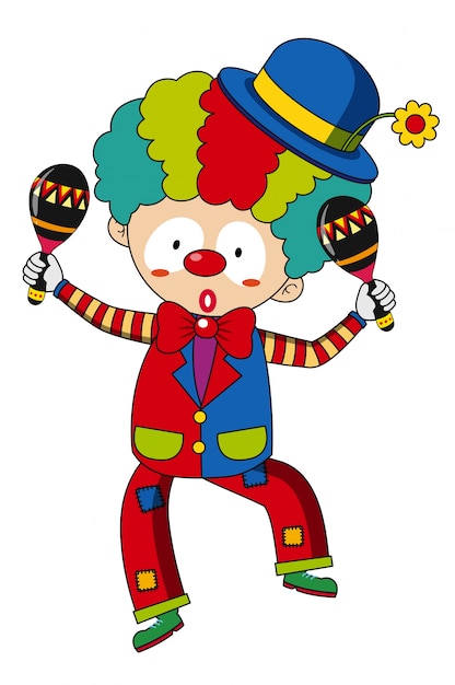 Clown Joyeux Avec Des Maracas Vecteur Gratuite