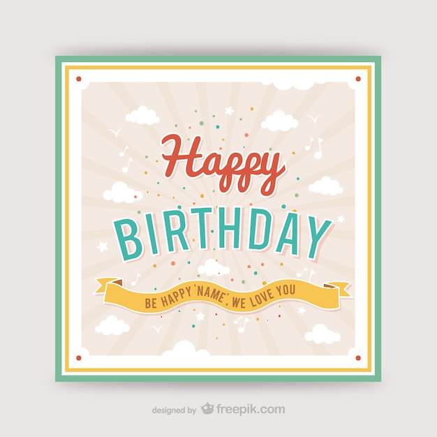 Cmjn Vintage Carte D Anniversaire Vecteur Gratuite