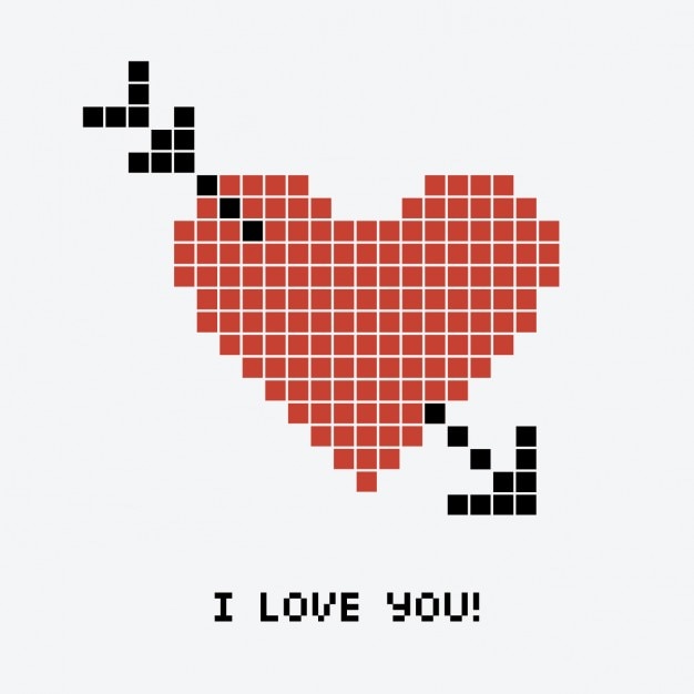 coeur pixelise avec une fleche