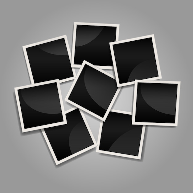 Collage de cadre photo instantanée désordonné avec un design plat Vecteur gratuit