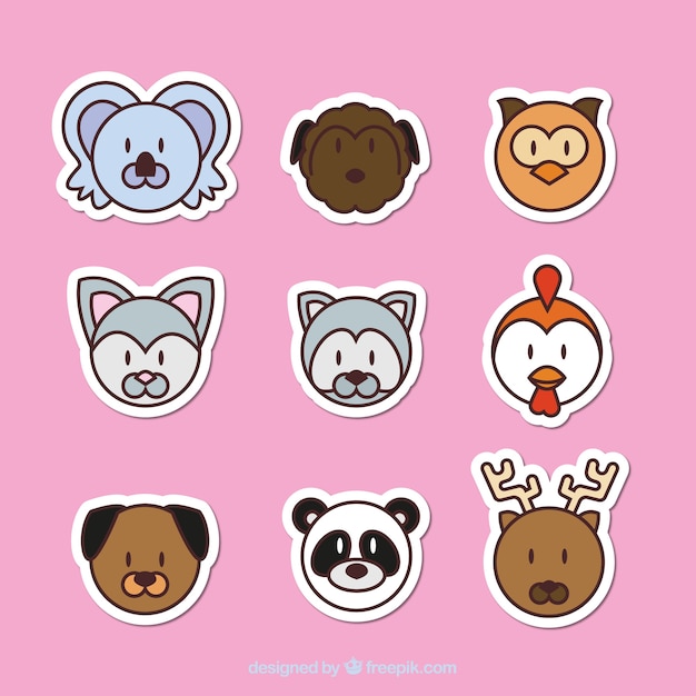 Collection D'autocollant De Emojis Animales | Vecteur Gratuite