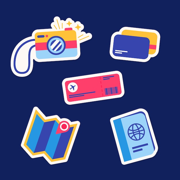 Collection d'autocollants de voyage Vecteur gratuit