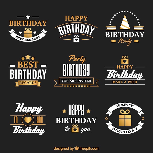 Collection De Badge Anniversaire D Or Vecteur Gratuite