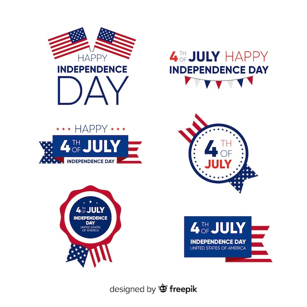 Collection de badges du 4 juillet Vecteur gratuit
