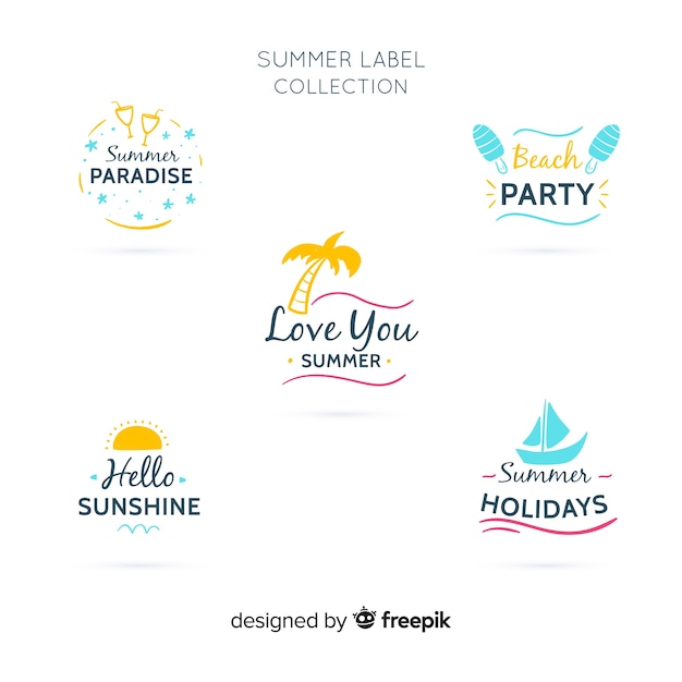 Collection de badges d'été Vecteur gratuit