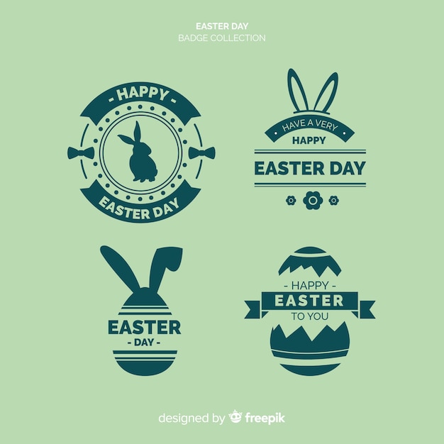 Collection de badges plats du jour de pâques Vecteur gratuit