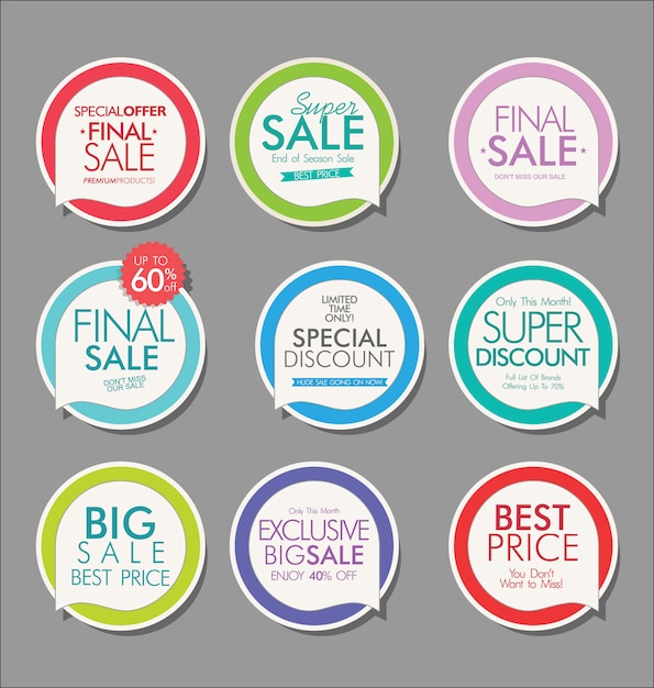 Collection de bannières et étiquettes de vente modernes Vecteur Premium