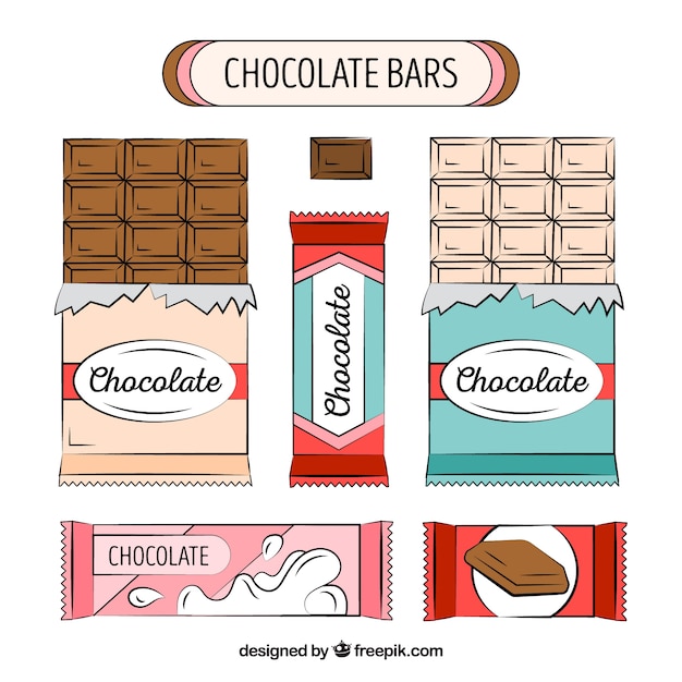Collection de barres de chocolat Vecteur gratuit