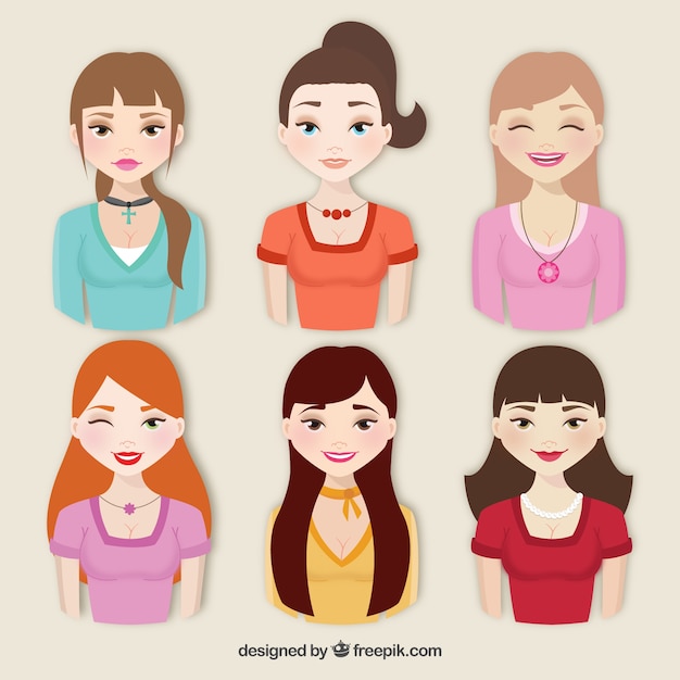 Collection de belles femmes Vecteur gratuit