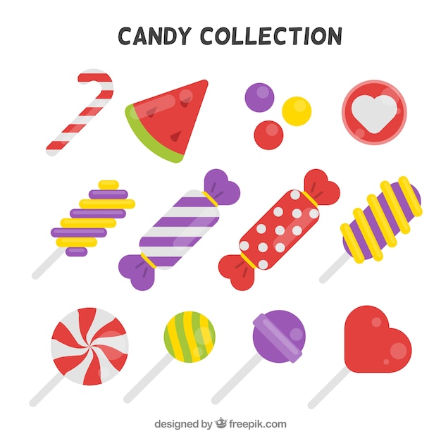 Collection De Bonbons Délicieux Avec Différentes Couleurs Vecteur Gratuite 