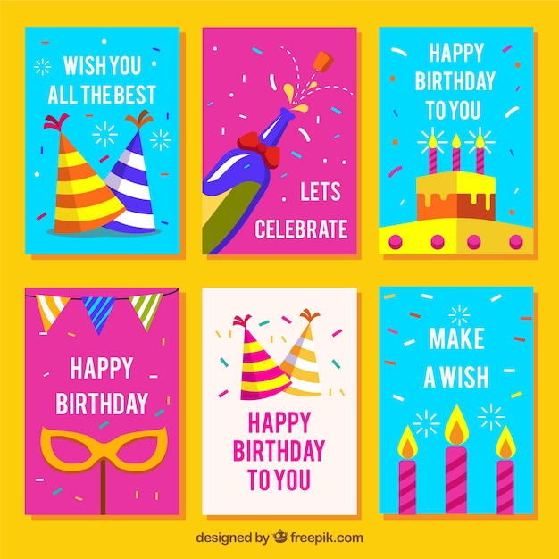 Collection De Cartes Joyeux  Anniversaire  Dans Un Style  