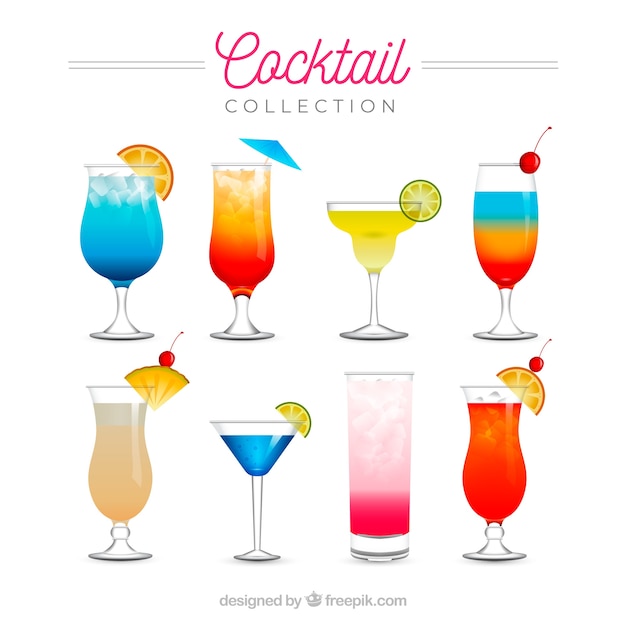 Collection de cocktails rafraîchissante dans un style réaliste Vecteur gratuit