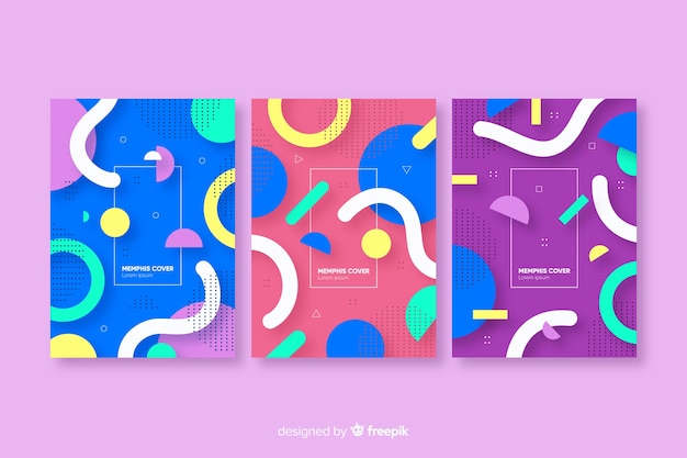 Collection de couvertures style memphis abstraite Vecteur gratuit