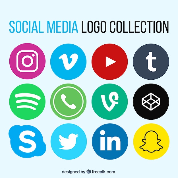 Collection de logos  de r seaux  sociaux dans la conception 