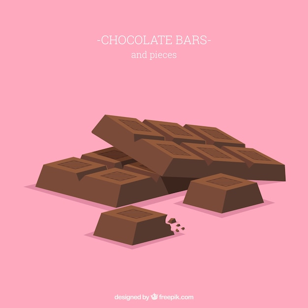 Collection de délicieuses tablettes de chocolat Vecteur gratuit