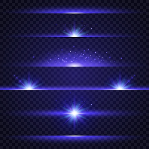 Collection D'effets De Lumière Bleue Sur Fond Transparent Vecteur Premium