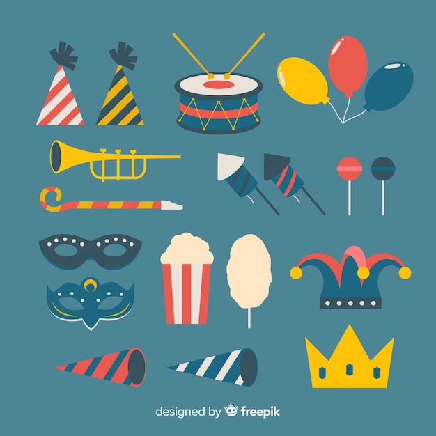 Collection d'éléments de carnaval Vecteur gratuit