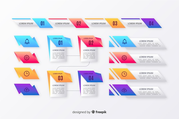 Collection d'éléments de dégradé d'infographie Vecteur gratuit