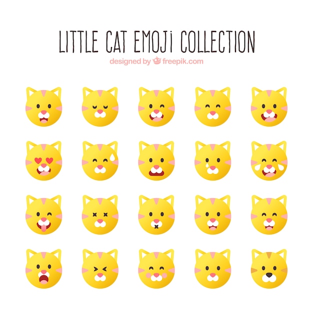 Collection Emoji De Petit Chat Vecteur Gratuite