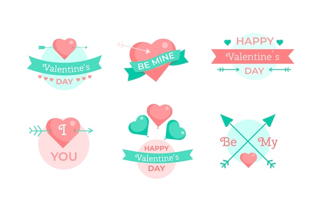 Collection d'étiquettes happy valentine's day Vecteur gratuit