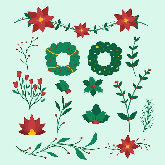 Collection de guirlande de noël design plat Vecteur gratuit
