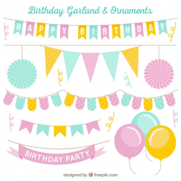 Collection De Guirlandes D Anniversaire De Decoration Dans Des Tons Pastel Vecteur Gratuite