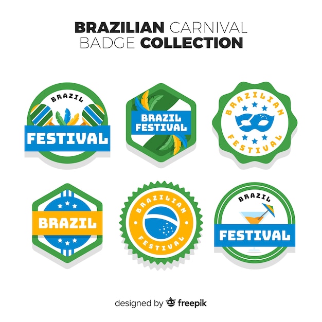 Collection d'insignes de carnaval brésilien Vecteur gratuit