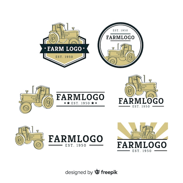 Collection de logo ferme plate Vecteur gratuit