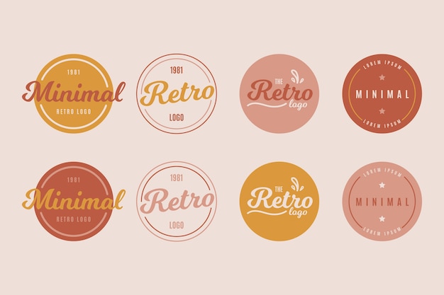 Collection de logo minimal coloré dans un style rétro Vecteur gratuit