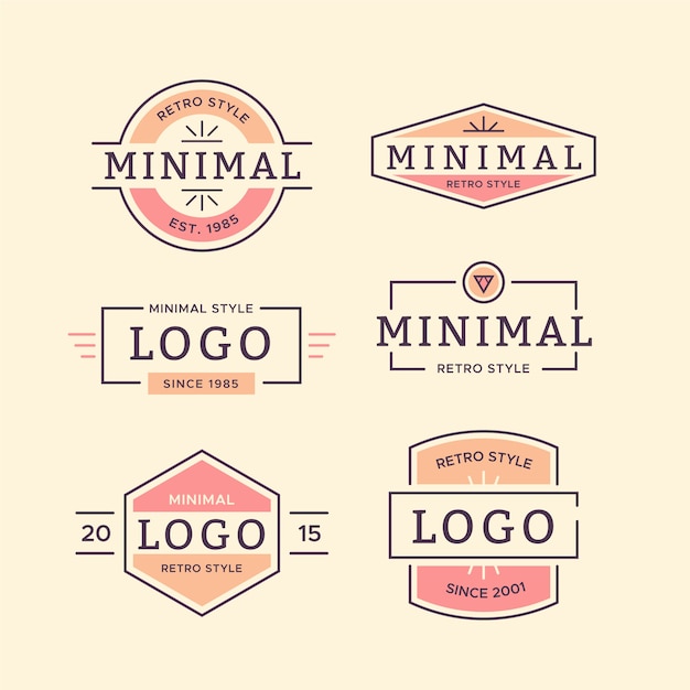 Collection De Logo Minimal Coloré Dans Un Style Rétro Vecteur gratuit