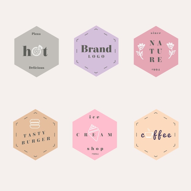 Collection de logo minimal avec des couleurs pastel Vecteur gratuit