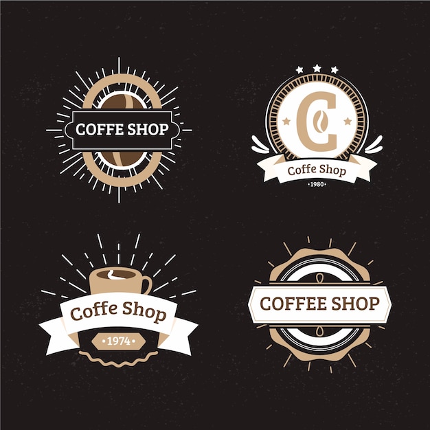 Collection de logo rétro coffee shop Vecteur gratuit