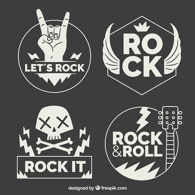 Collection De Logo De Rock Avec Un Design Plat | Vecteur Gratuite