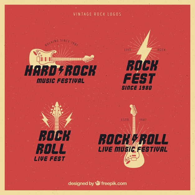 Collection De Logo De Rock Vintage | Vecteur Premium Vintage Music Logos